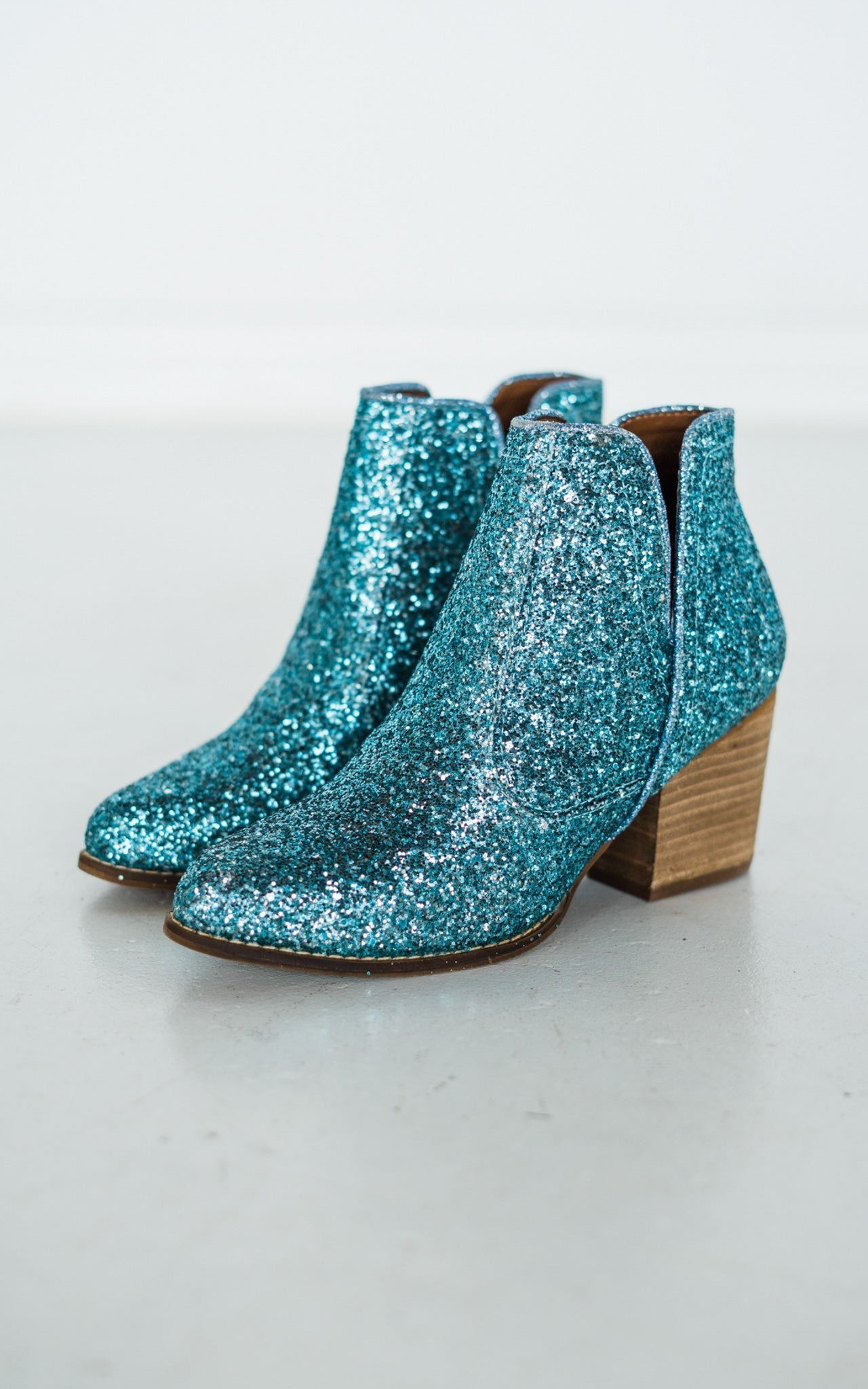 Fiera Glitter Booties Blue With Three Inch Heel Party Look Naughty Monkey