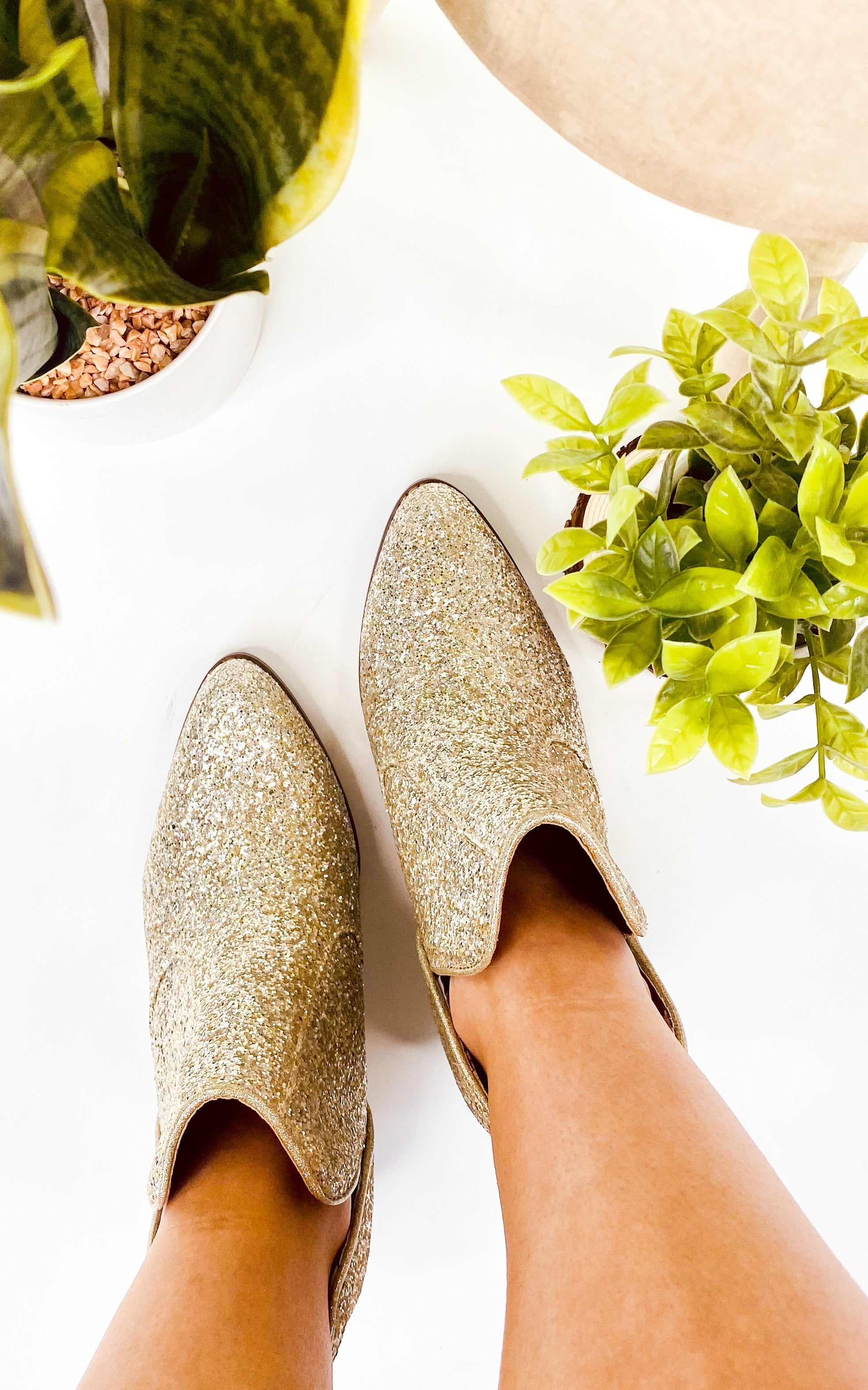 Fiera Glitter Booties Gold 3 Inch Heel Rubber Sole Women Naughty Monkey