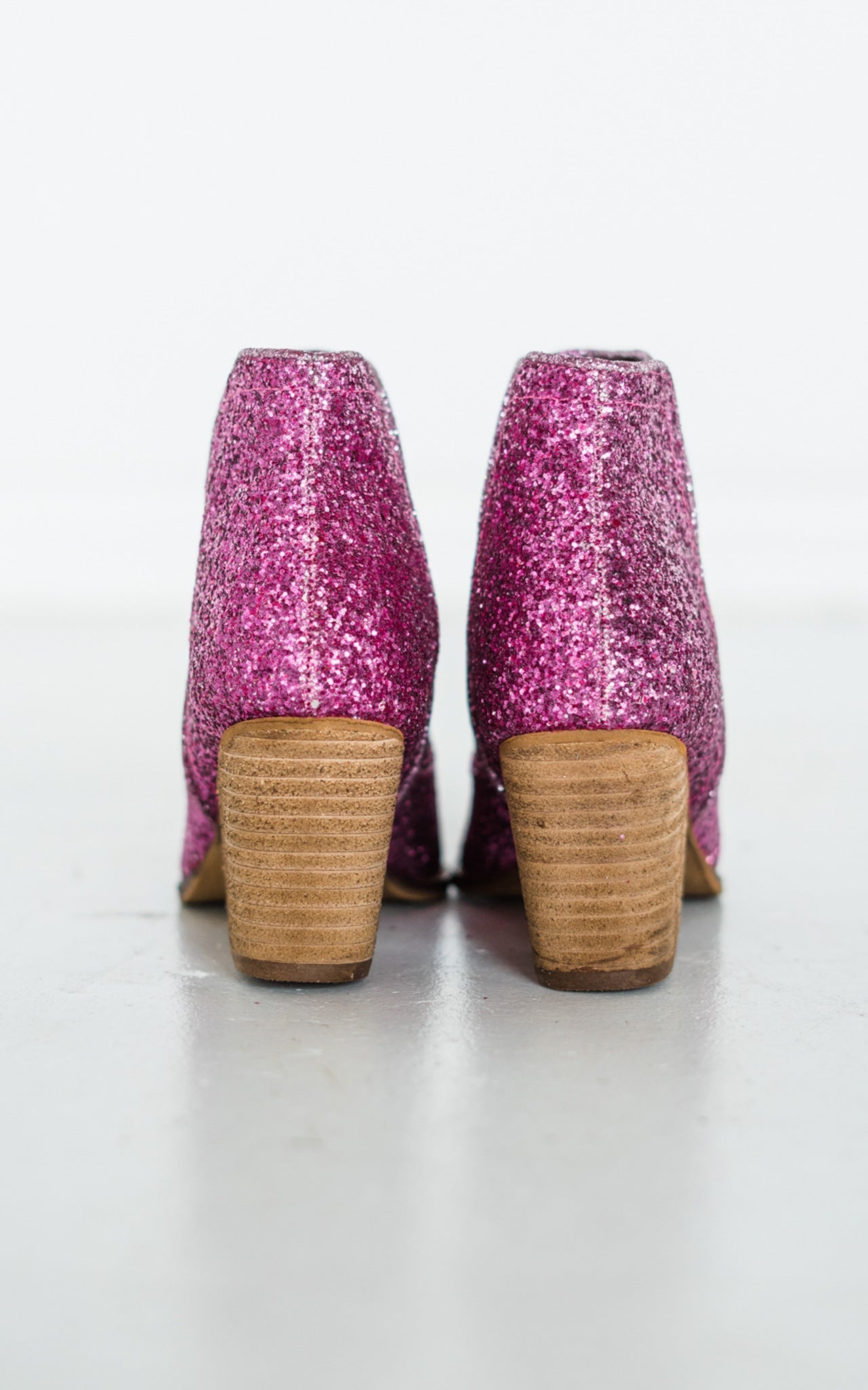 Fiera Pink Glitter Booties With Rubber Sole And 3 Inch Heel Naughty Monkey