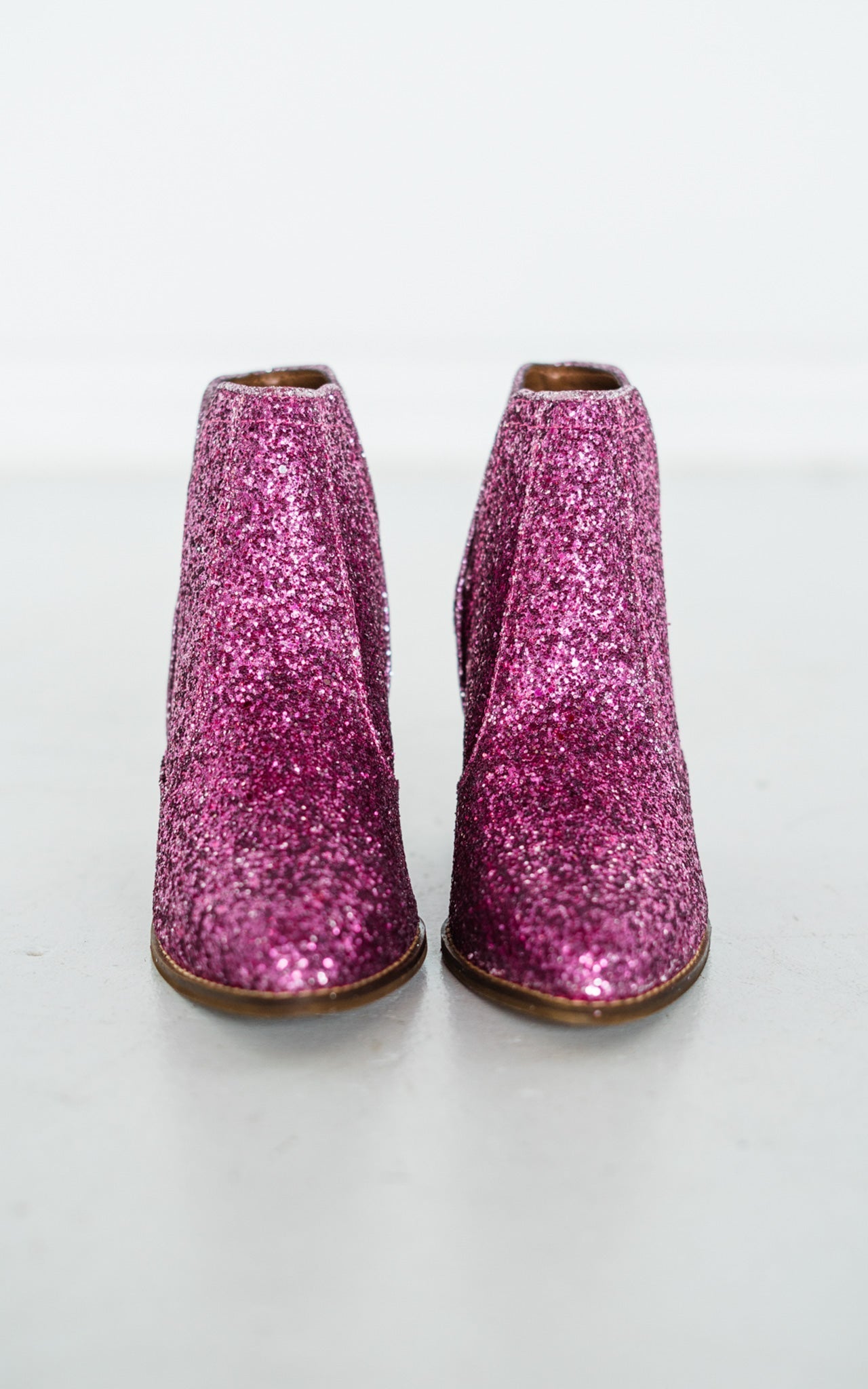 Fiera Pink Glitter Booties With Rubber Sole And 3 Inch Heel Naughty Monkey
