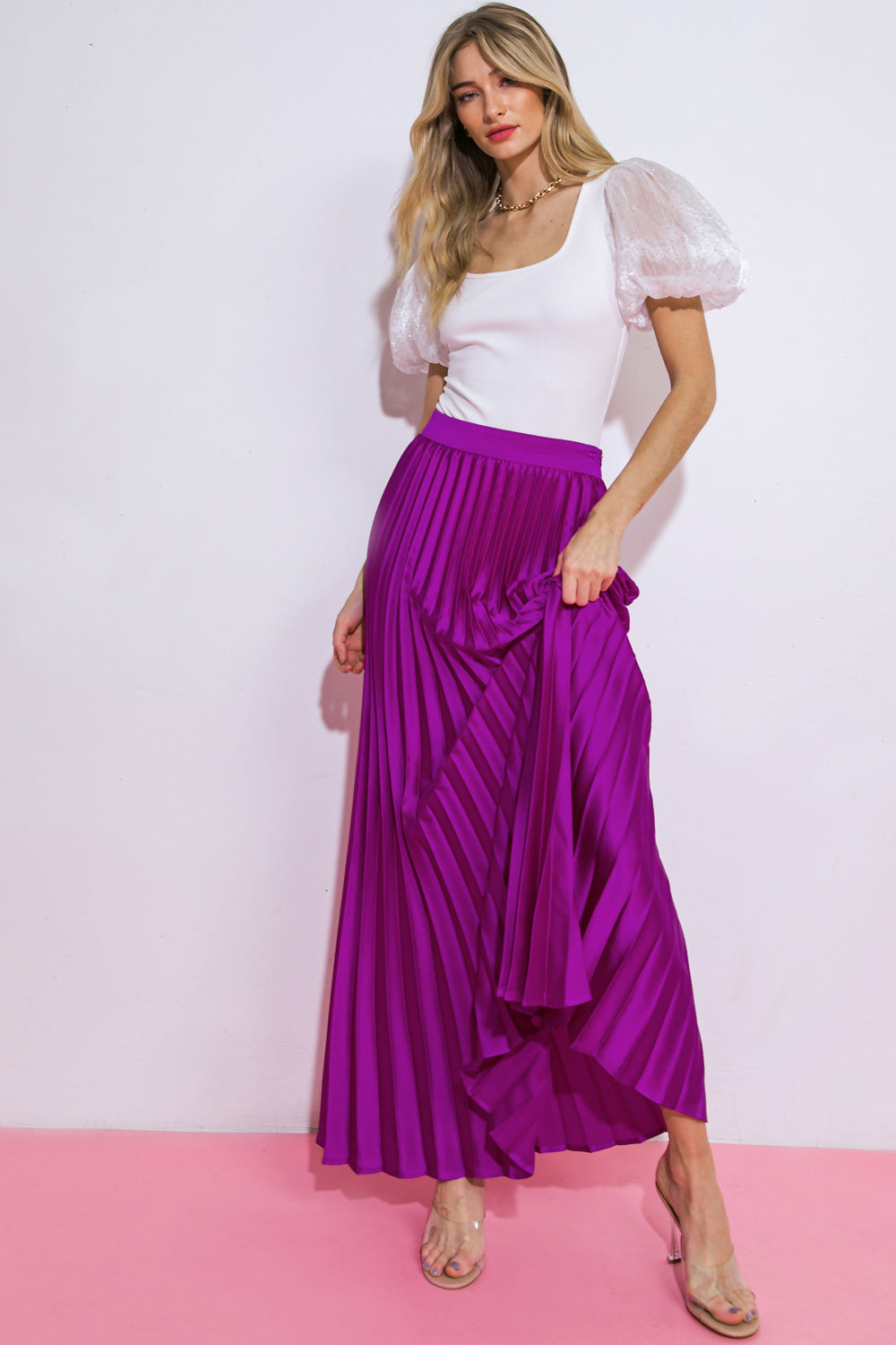 WONDERFUL WISHES SATIN MAXI SKIRT Flying Tomato