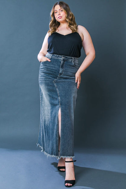 DENIM DREAMS HIGH-SLIT SKIRT