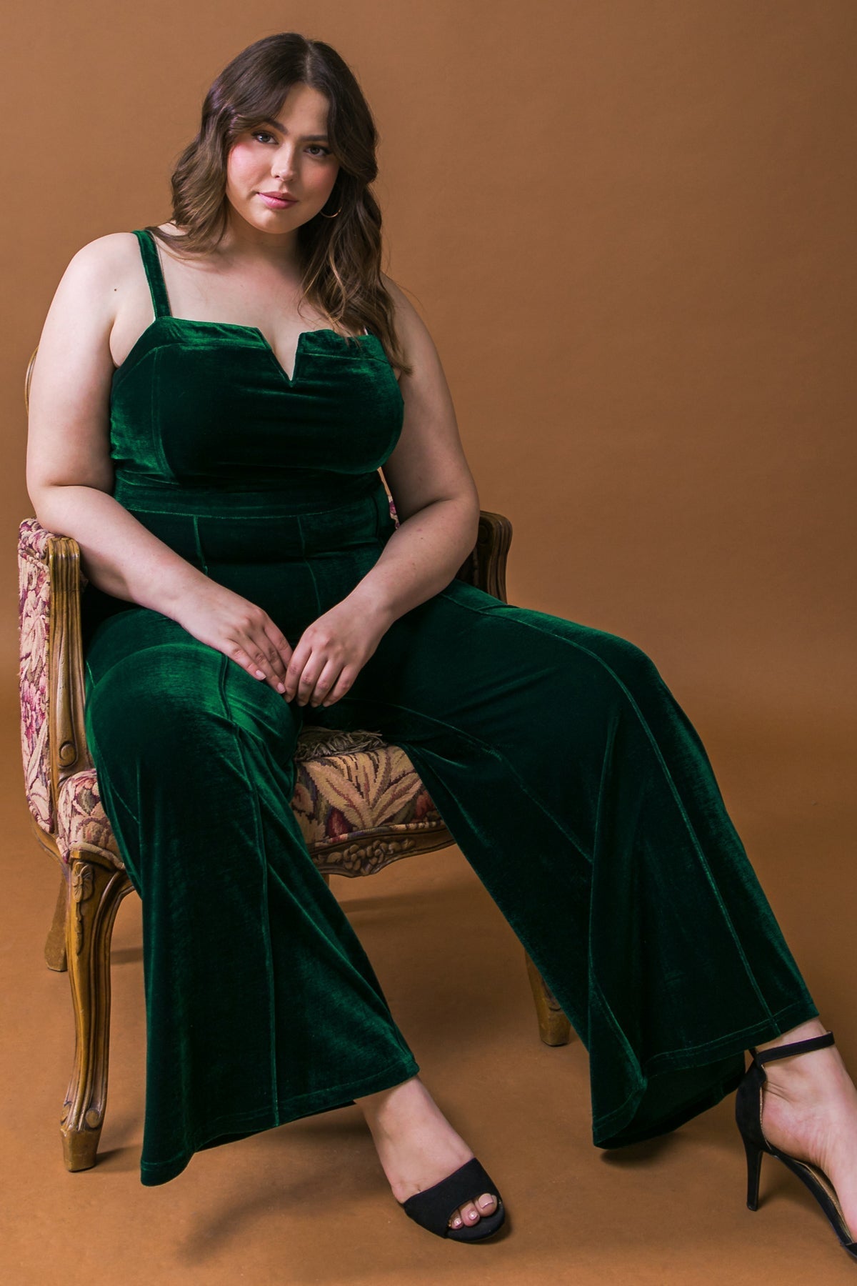 BLOW A KISS VELVET JUMPSUIT Flying Tomato