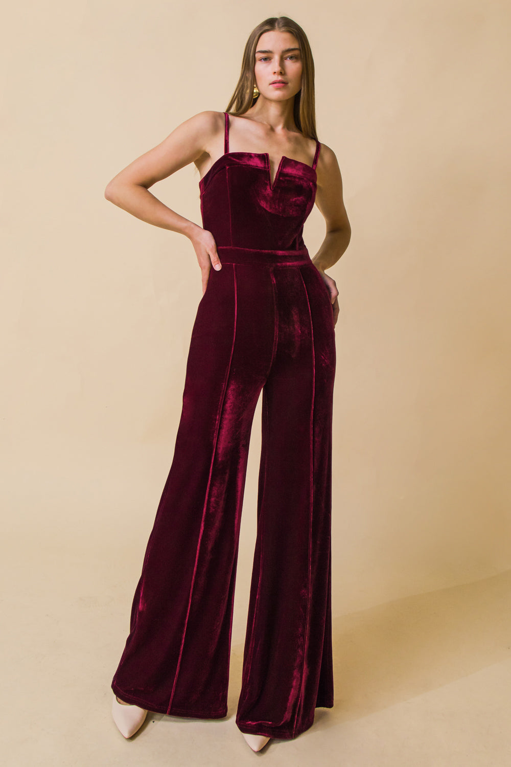 BLOW A KISS VELVET JUMPSUIT Flying Tomato