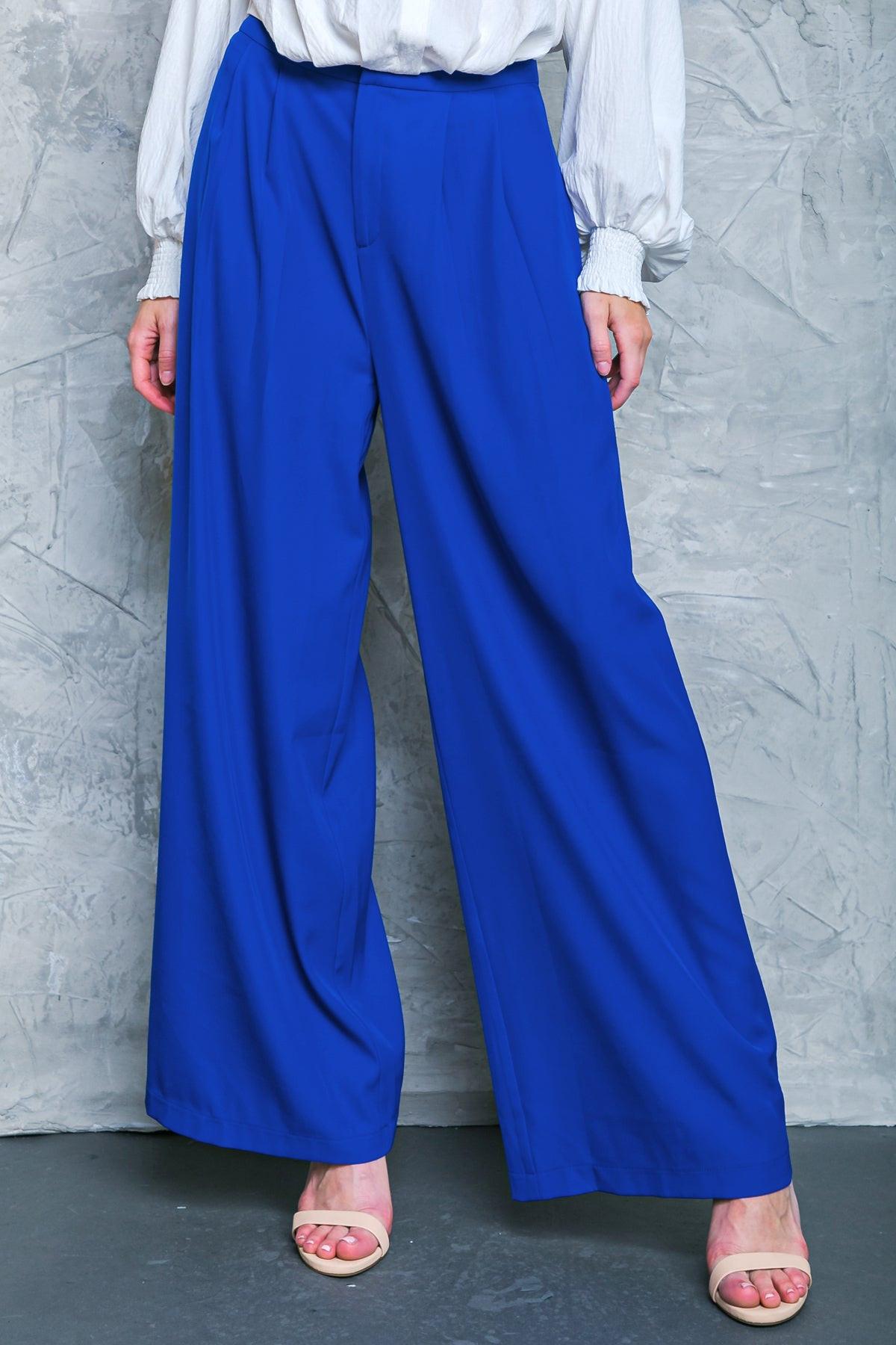 Flying Tomato BOSS BABE WOVEN PANTS, full front view, showcasing the elegant woven fabric and modern silhouette for a sophist
