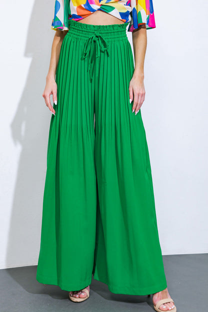 Magical Illusions Woven Pants With Elastic Waist Front Ties