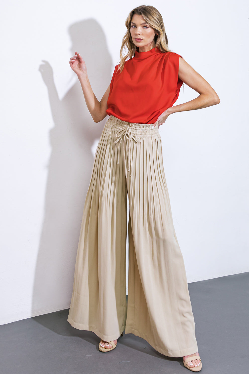 Magical Illusions Woven Pants With Elastic Waist Front Ties