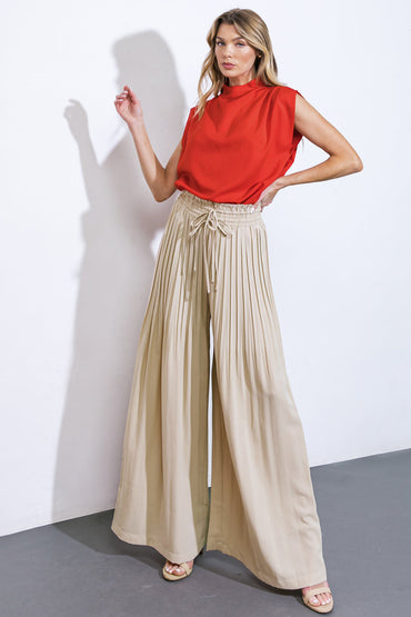 Magical Illusions Woven Pants With Elastic Waist Front Ties