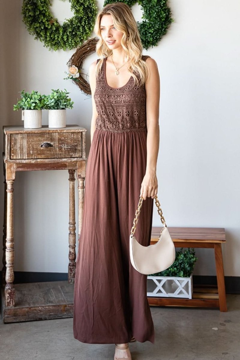 First Love Tie Back Sleeveless Slit Wide Leg Jumpsuit - Love Salve 