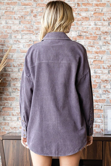 First Love Washed Corduroy Button Down Long Sleeve Shirt - Love Salve 