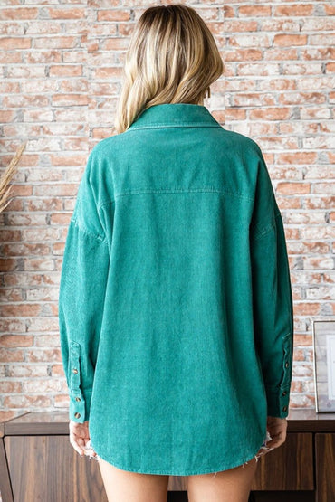 First Love Washed Corduroy Button Down Long Sleeve Shirt - Love Salve 