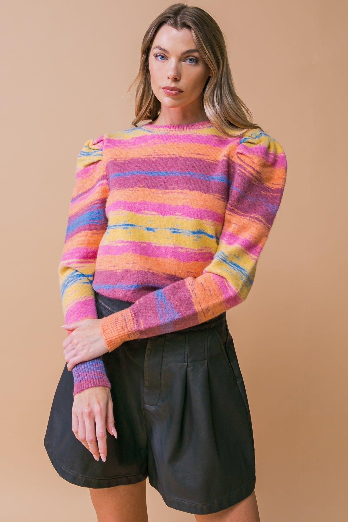 Deluxe Desire Sweater Top Textured High Neck Elegance Flying Tomato