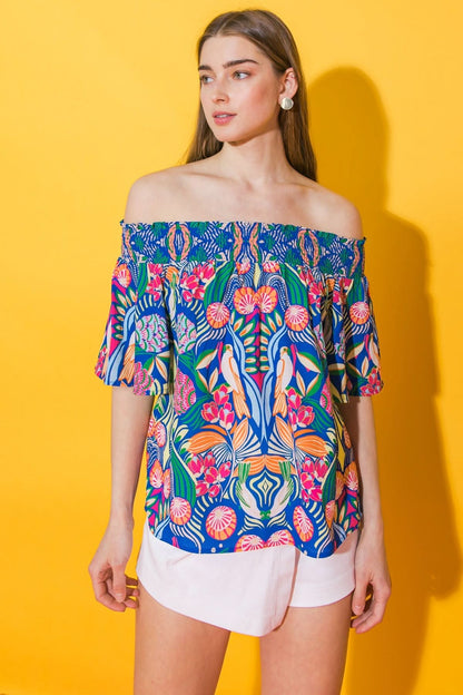 Fluttering Elegance Off-Shoulder Top