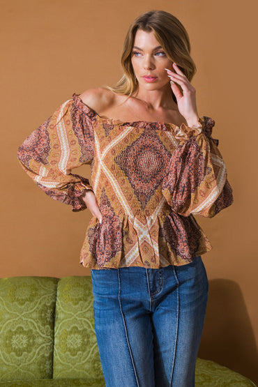 BOHO RAINBOW WOVEN TOP