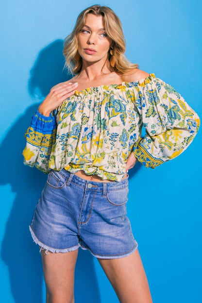 TROPICAL BREEZE OFF-SHOULDER TOP