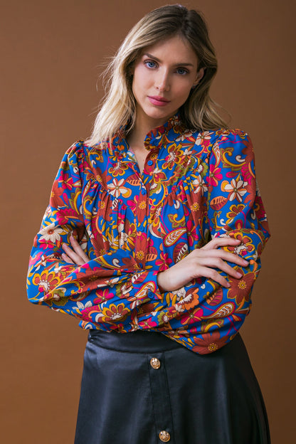 IMPRESSIVE BLOSSOM WOVEN TOP