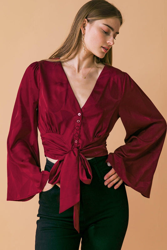 Flying Tomato THE RIGHT ADDITION WOVEN TOP, a quality women's woven top, showcasing its elegant design and comfortable fit.