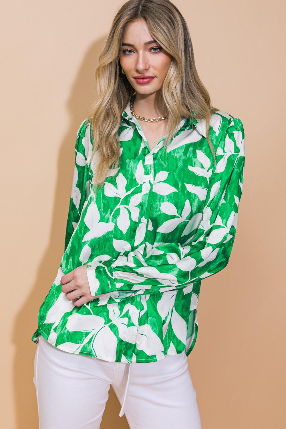 Flying Tomato COMING TO MY SENSES WOVEN TOP, elegant side profile showcasing the relaxed fit and woven fabric.