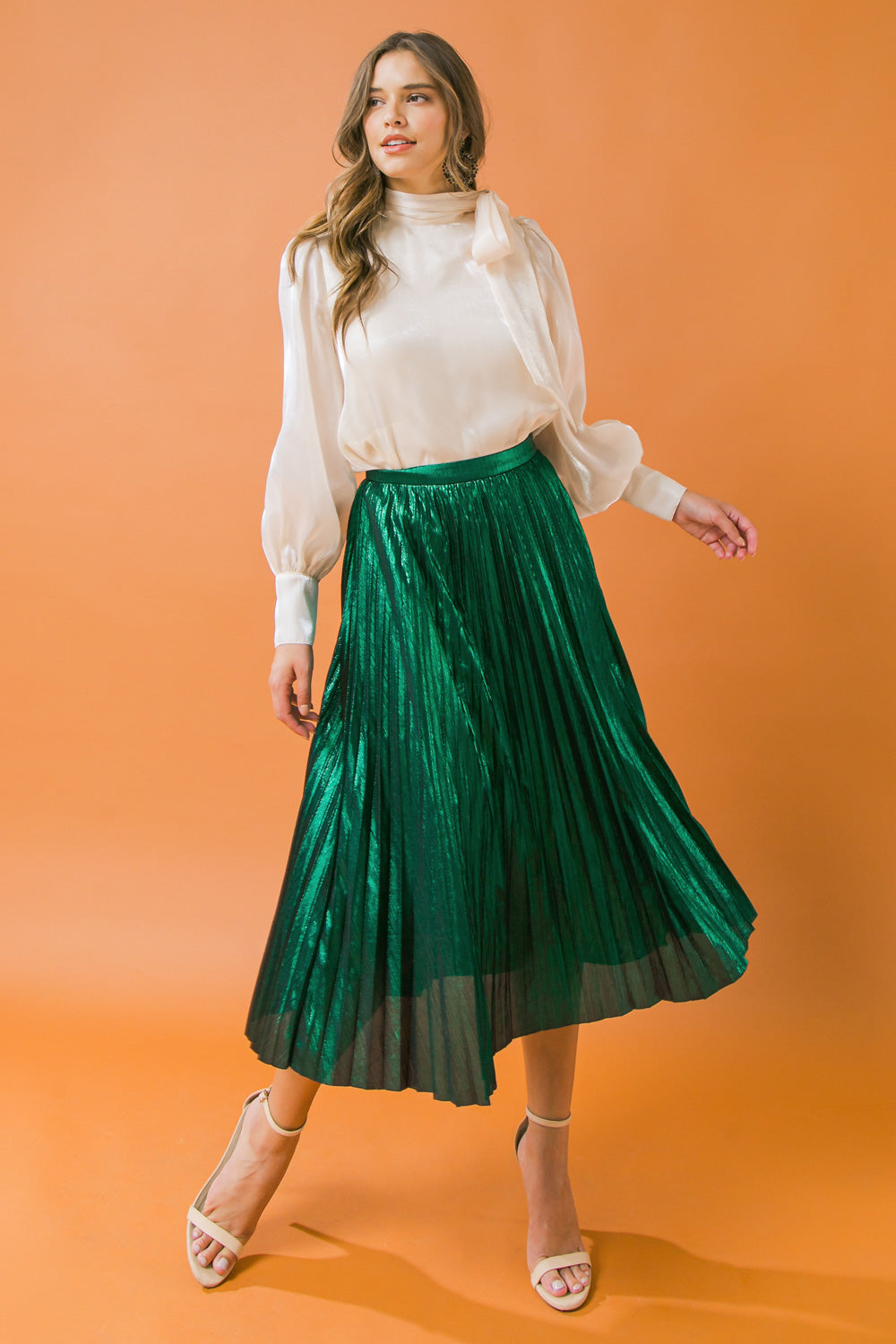 NEW ATTRACTION PLEATED MIDI SKIRT