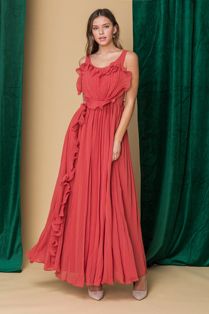 ANGELIC ENTRANCE PLEATED MAXI DRESS