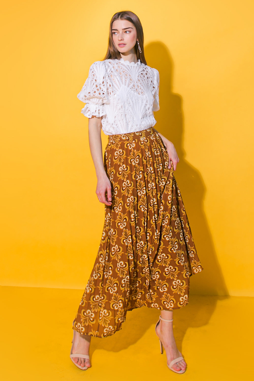 GUEST OF HONOR WOVEN MIDI SKIRT