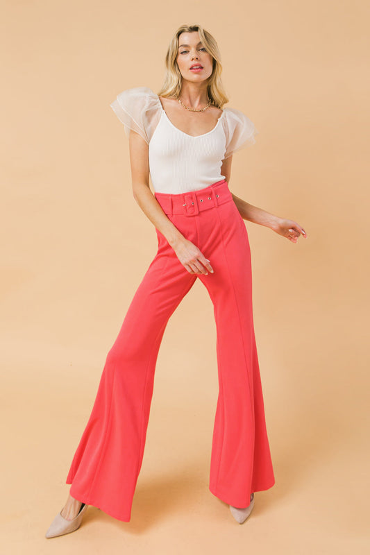COUNTDOWN THE HOURS WOVEN FLARED PANTS Flying Tomato