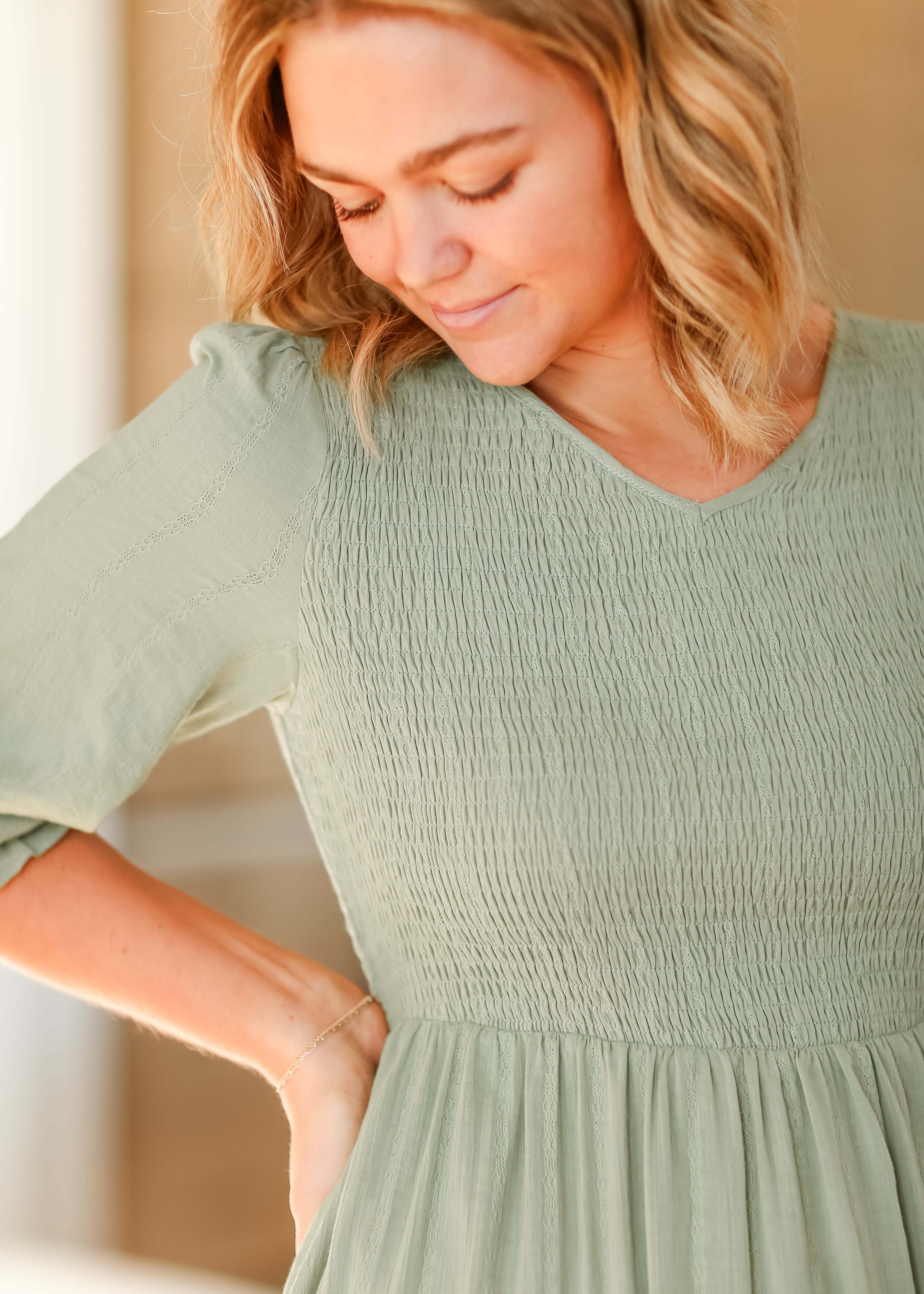 Flora Smocked Midi Dress Inherit Co.