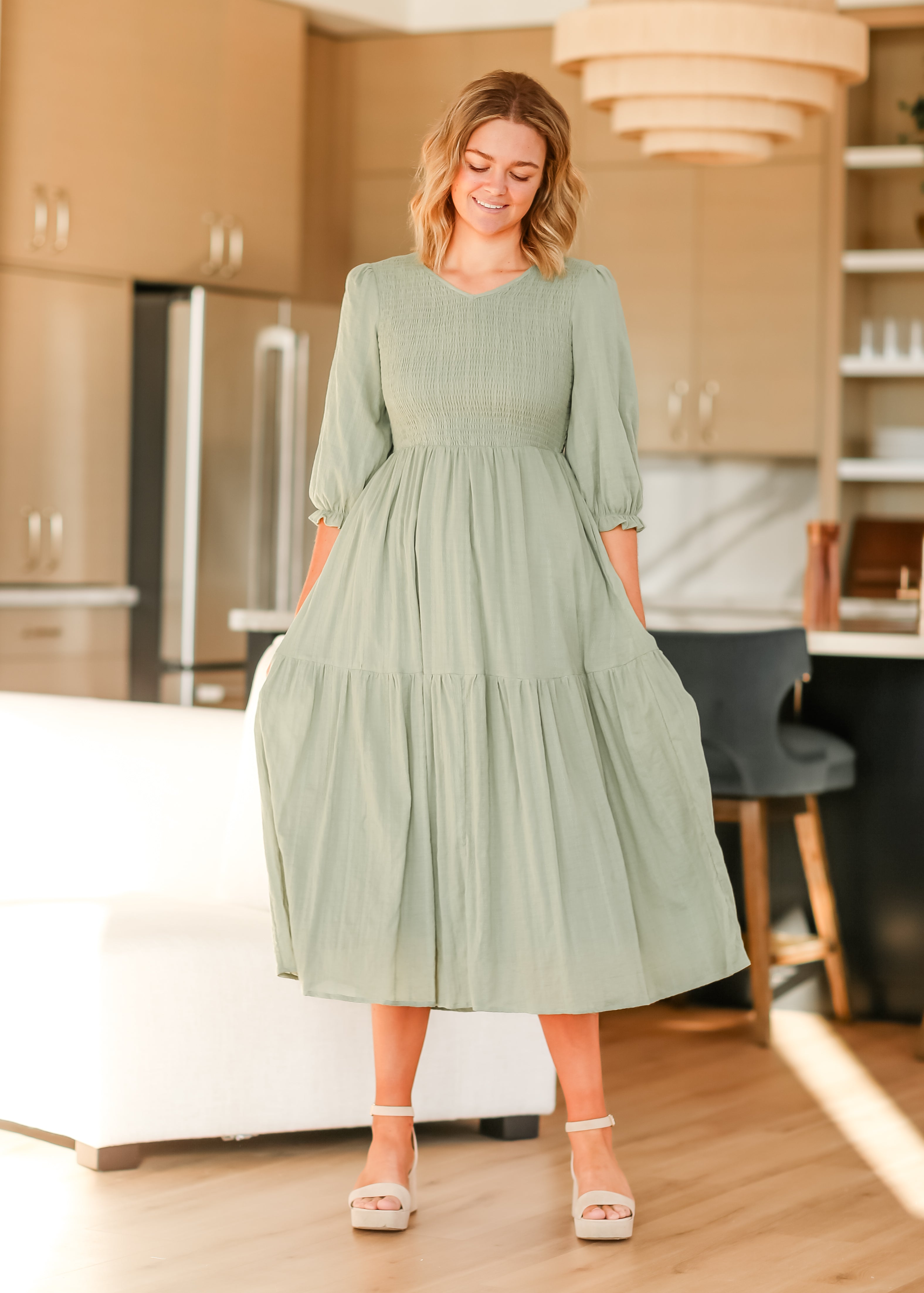 Flora Smocked Midi Dress Inherit Co.