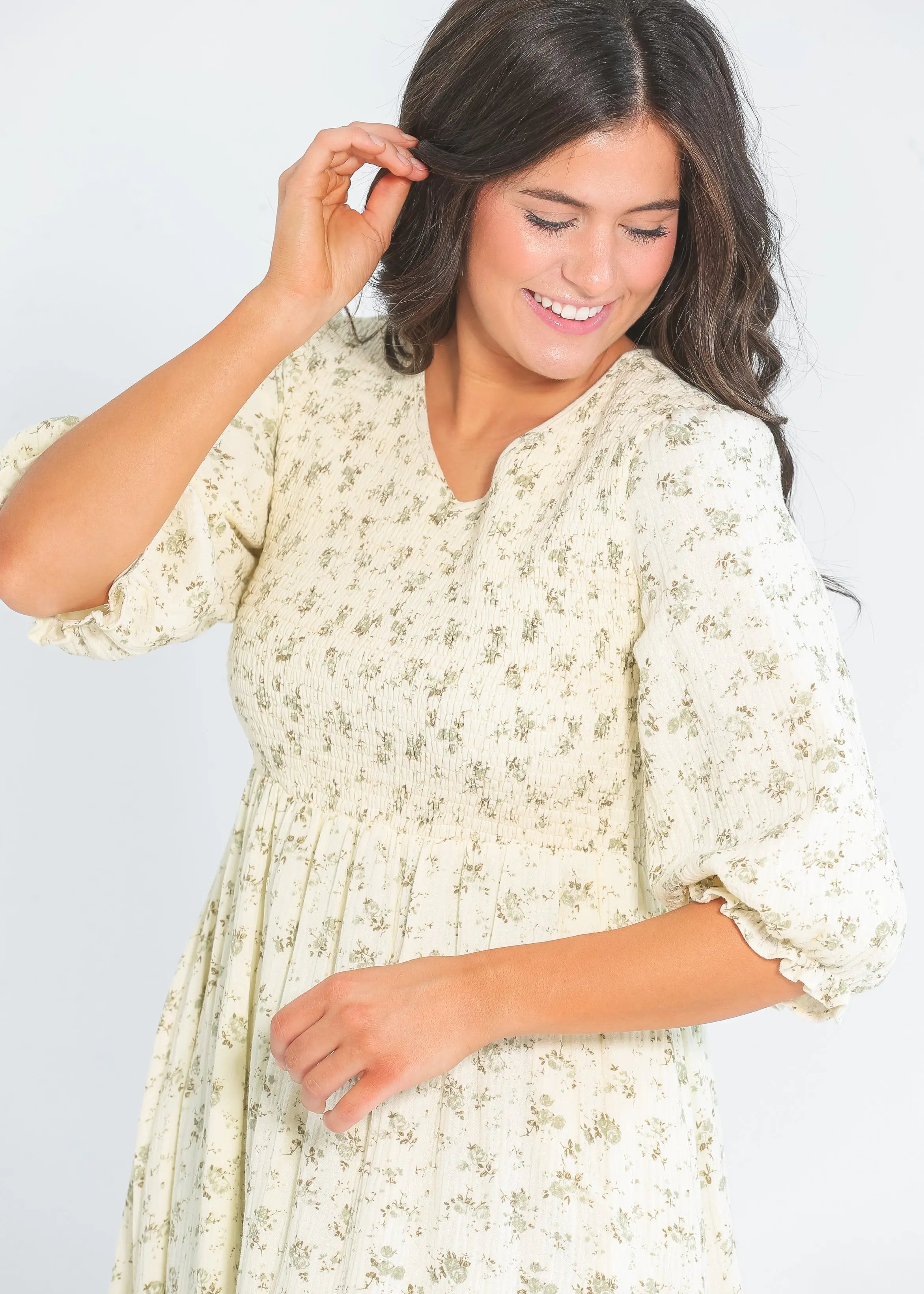 Flora Smocked Midi Dress Inherit Co.