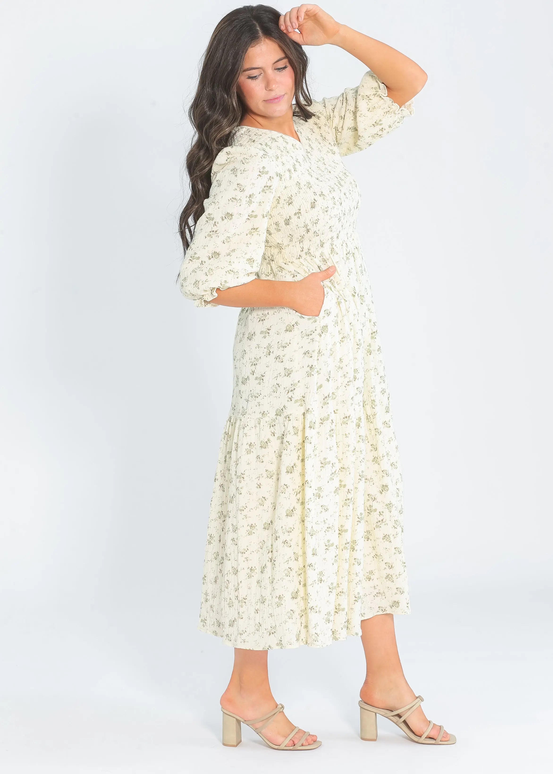 Flora Smocked Midi Dress Inherit Co.