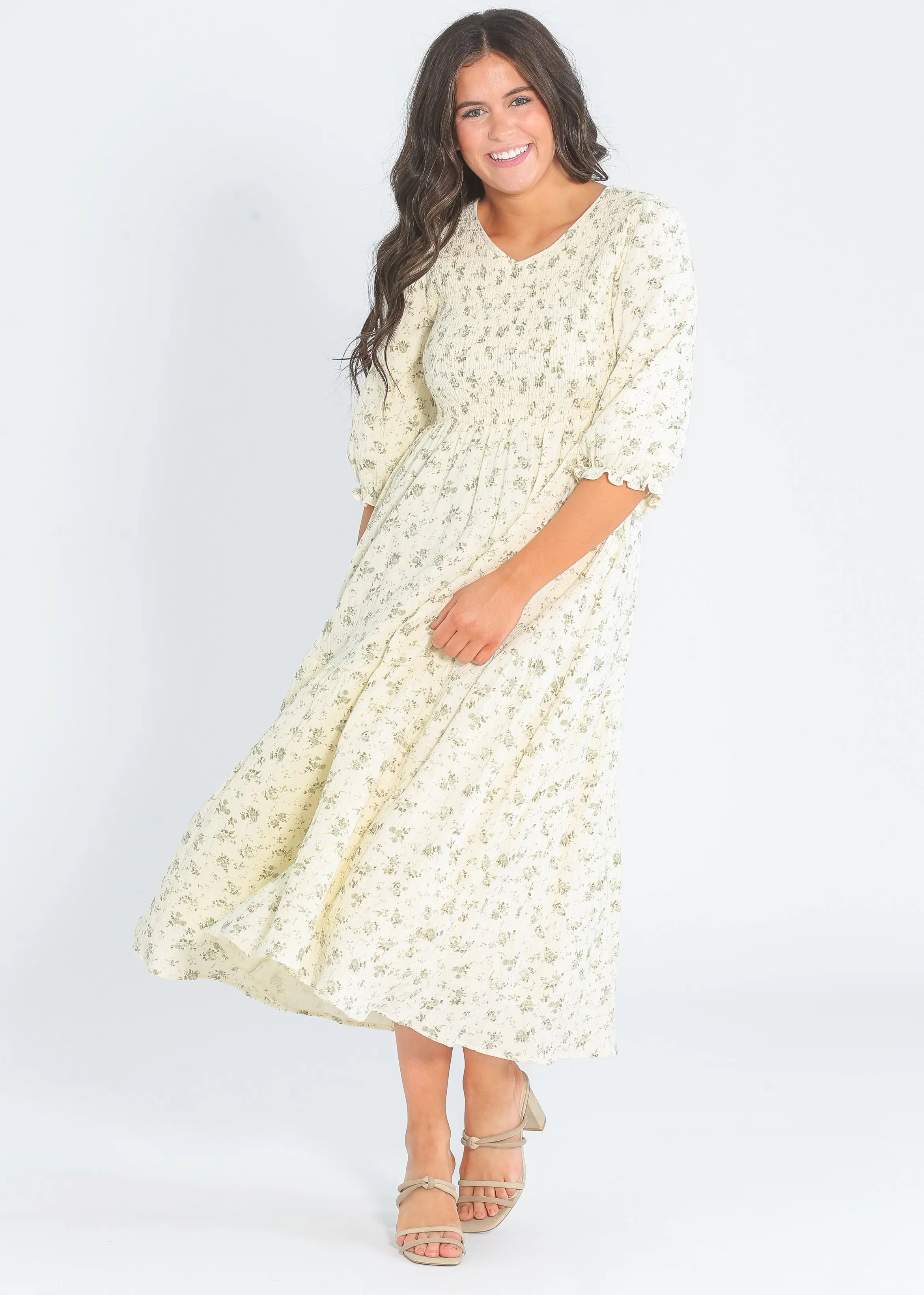 Flora Smocked Midi Dress Inherit Co.