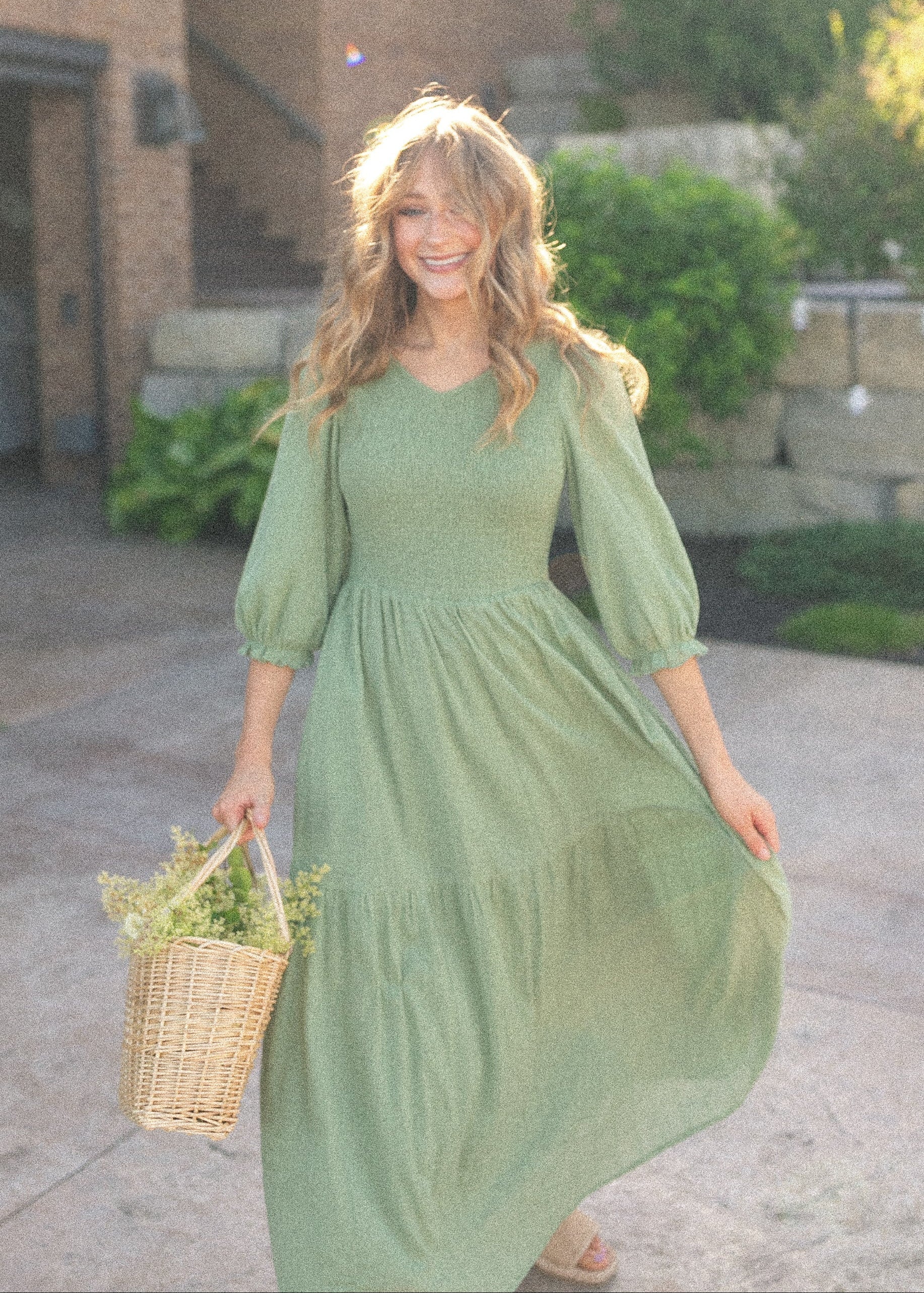 Flora Smocked Midi Dress Inherit Co.