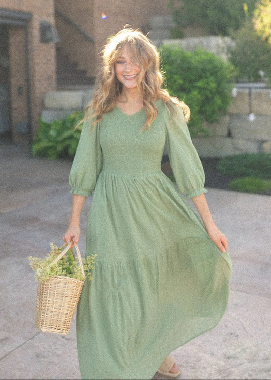 Flora Smocked Midi Dress Inherit Co.