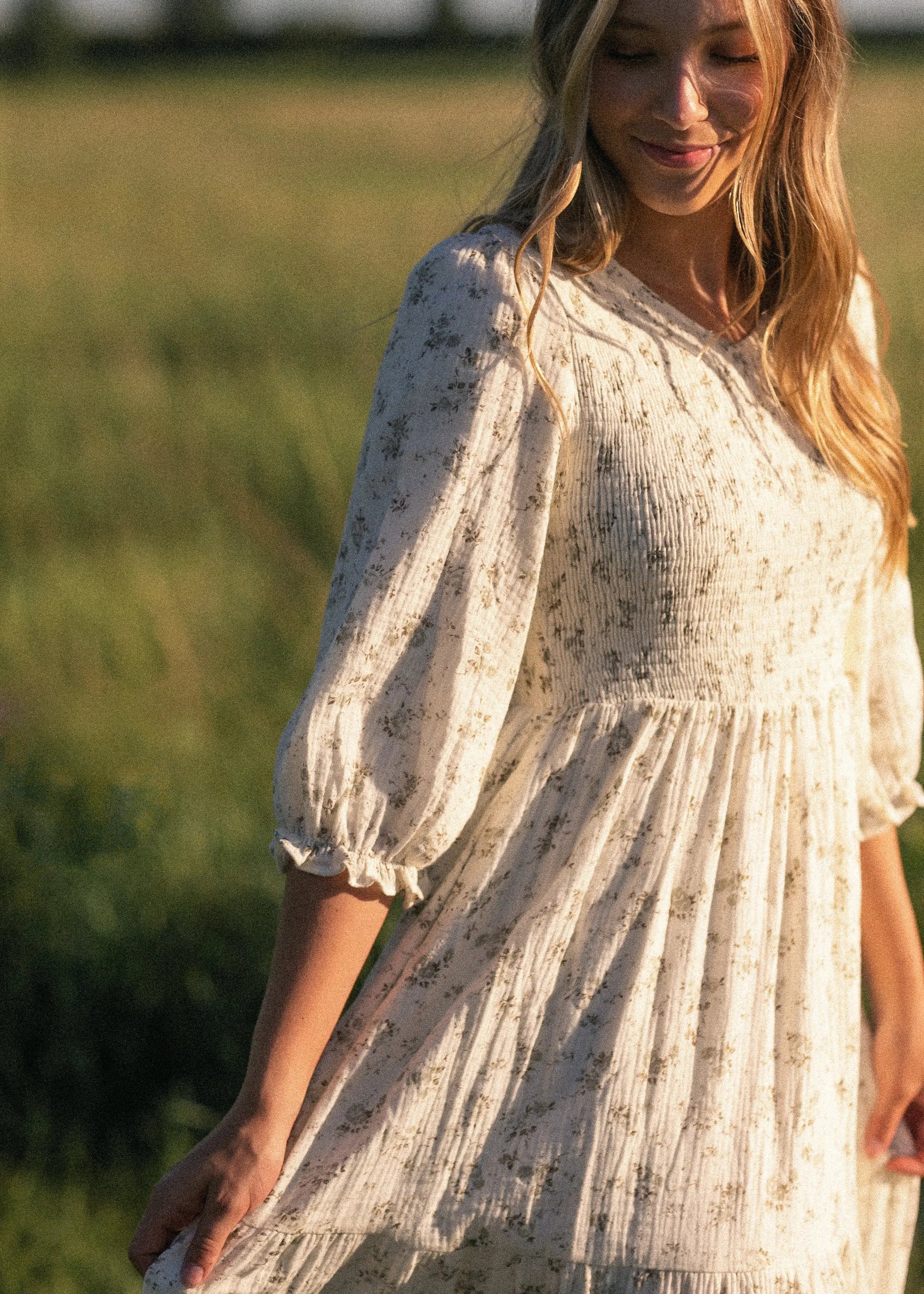 Flora Smocked Midi Dress Inherit Co.