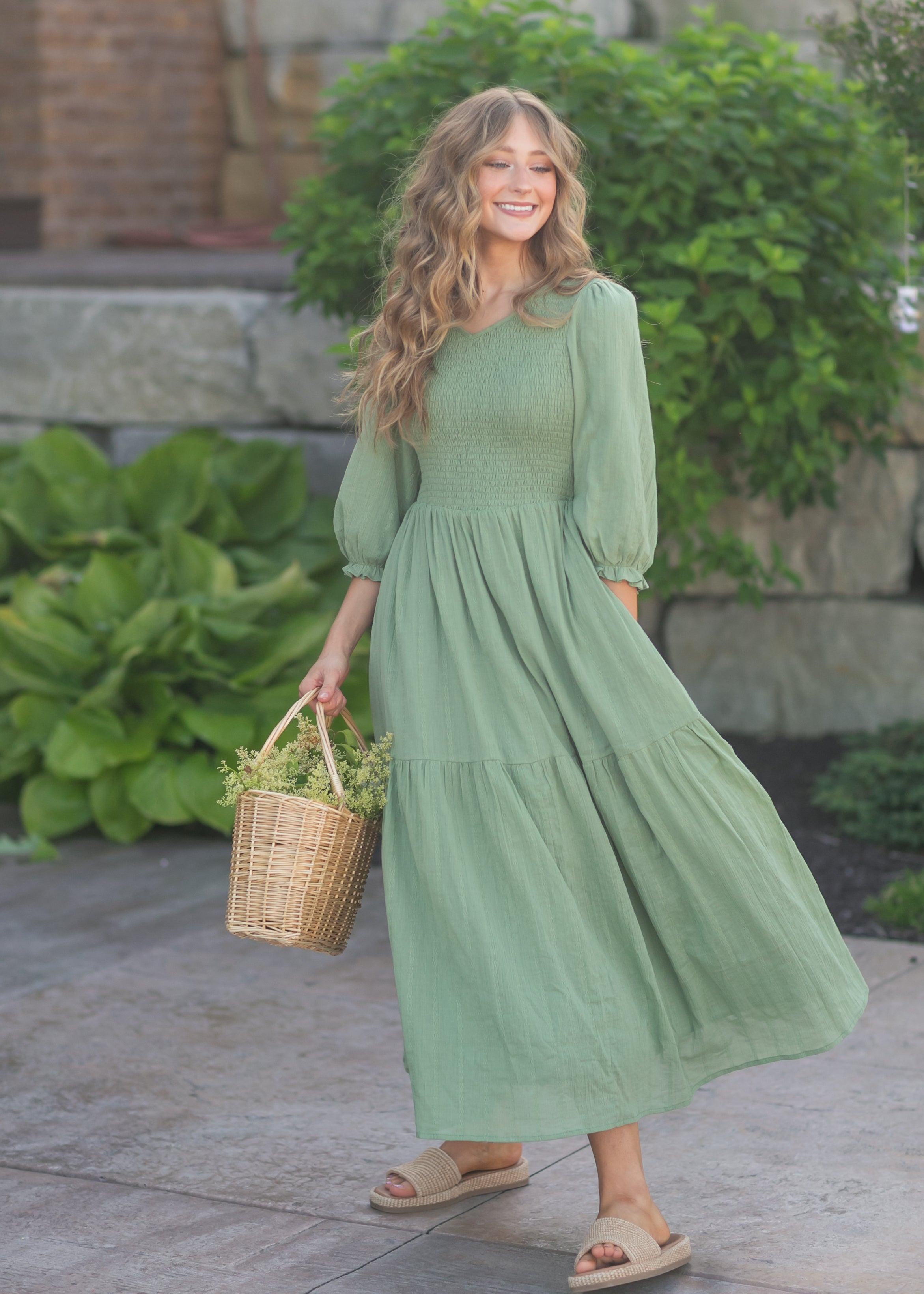 Flora Smocked Midi Dress Inherit Co.