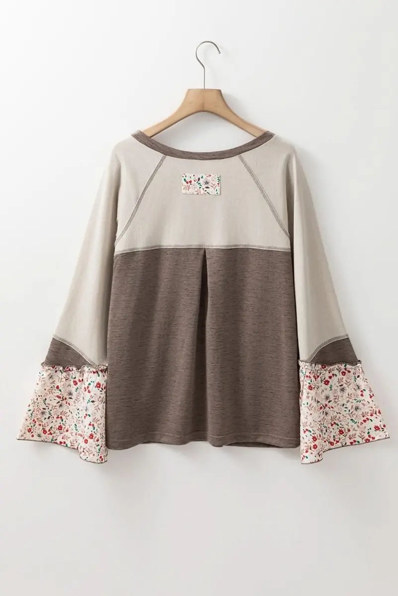 Floral Half Button Long Sleeve T-Shirt - Love Salve 