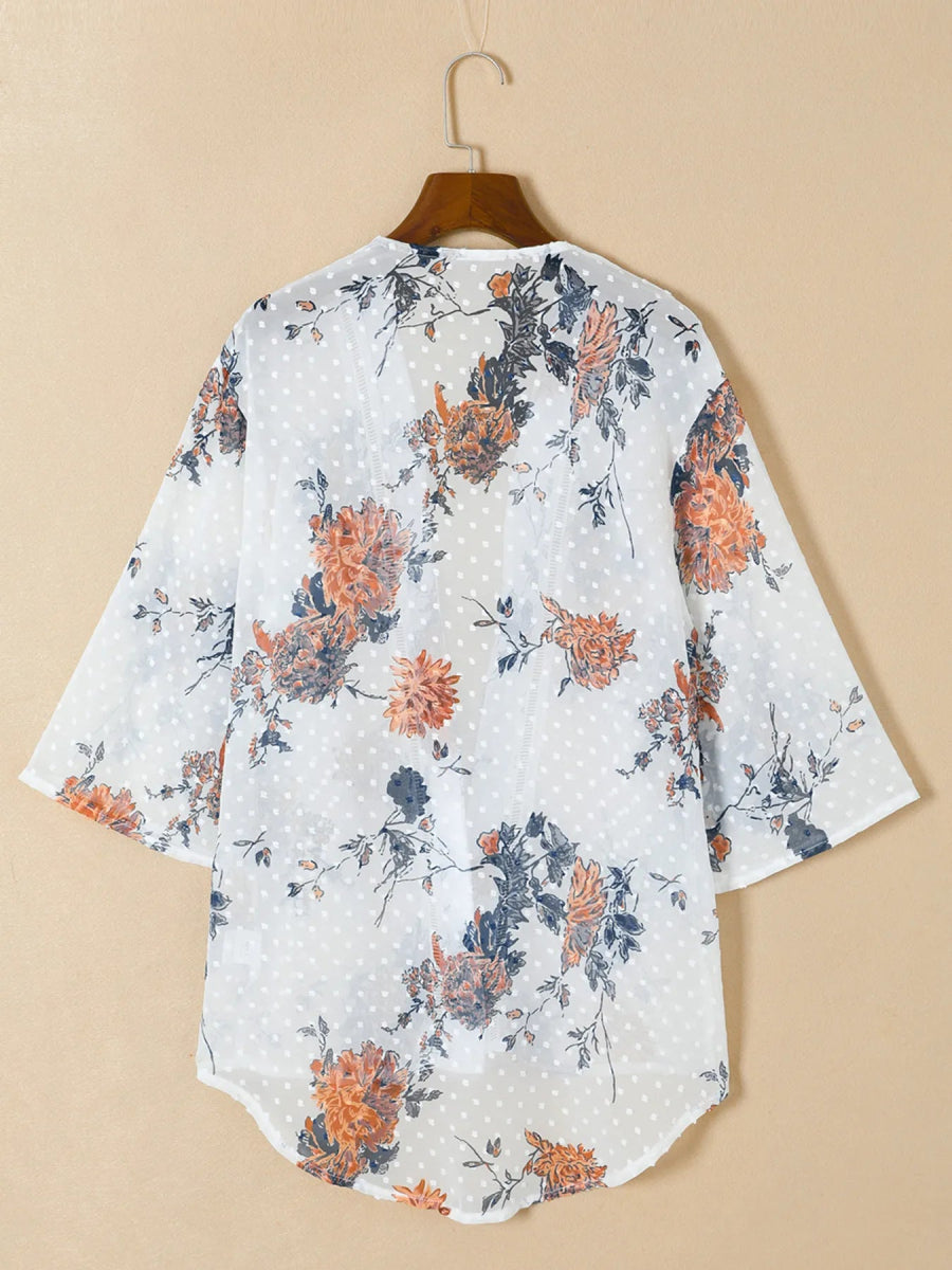Floral Print Open Front Cover Up - Love Salve