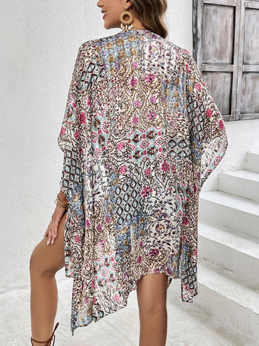 Floral Print Open Front Cover Up - Love Salve