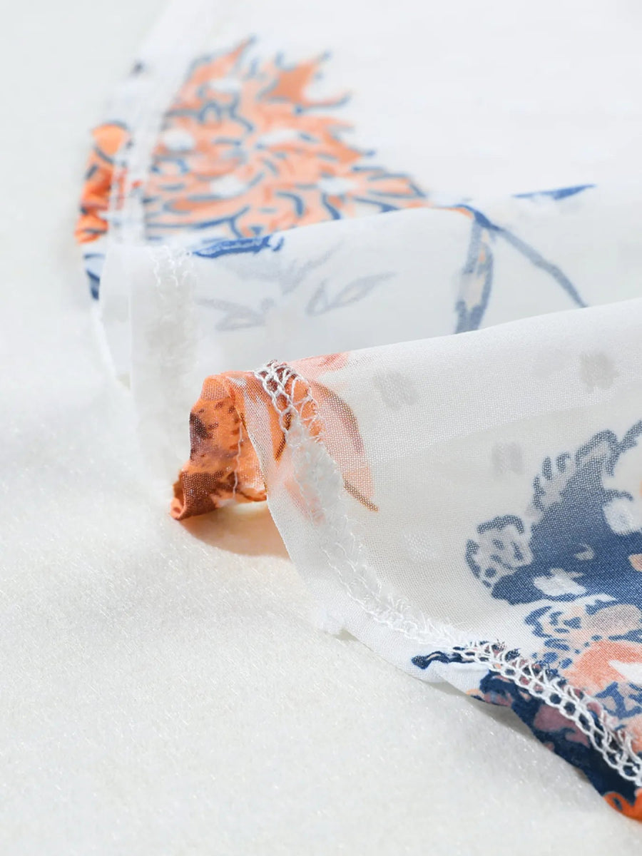 Floral Print Open Front Cover Up - Love Salve