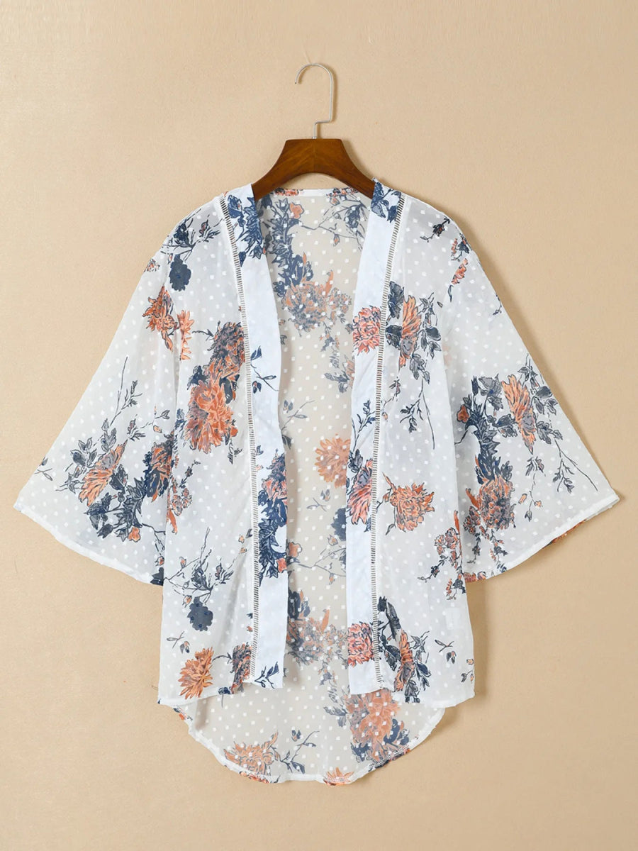 Floral Print Open Front Cover Up - Love Salve