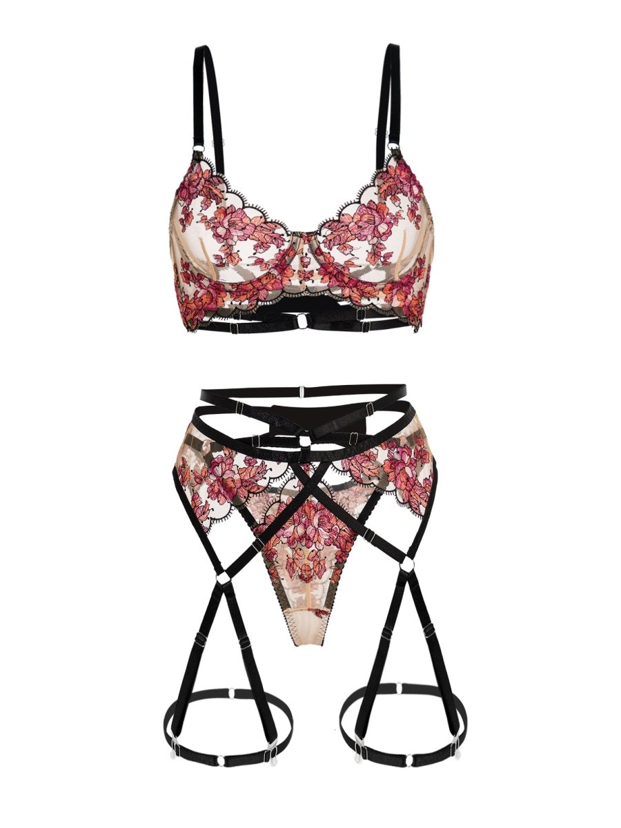 Floral Sheer Lace Lingerie Set - Love Salve