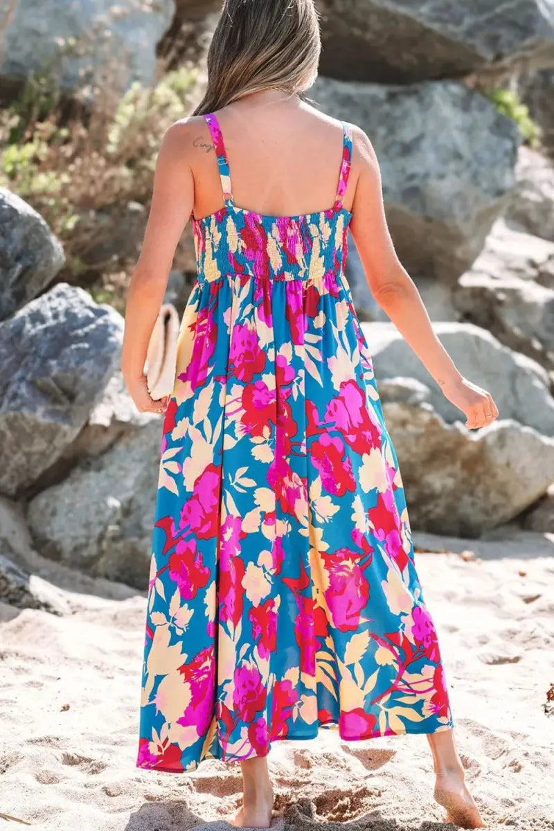 Floral Square Neck Cami Dress with Pockets for Women - Love Salve 