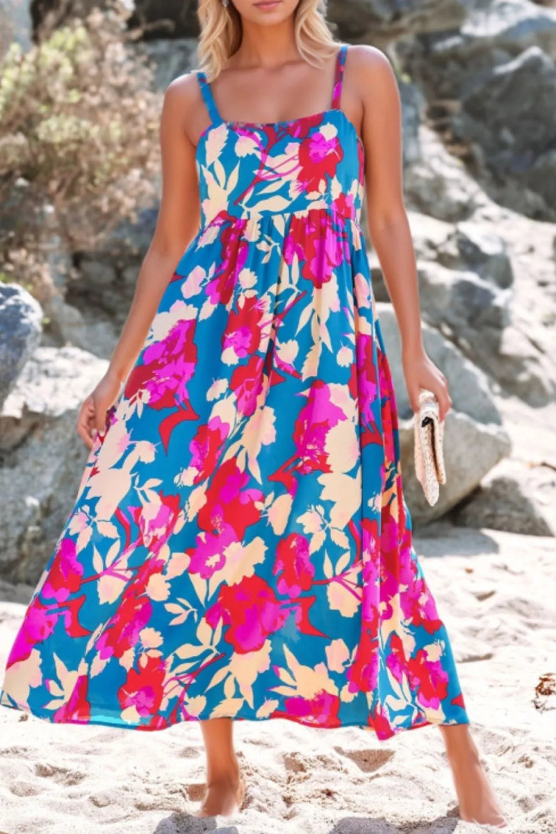 Floral Square Neck Cami Dress with Pockets for Women - Love Salve