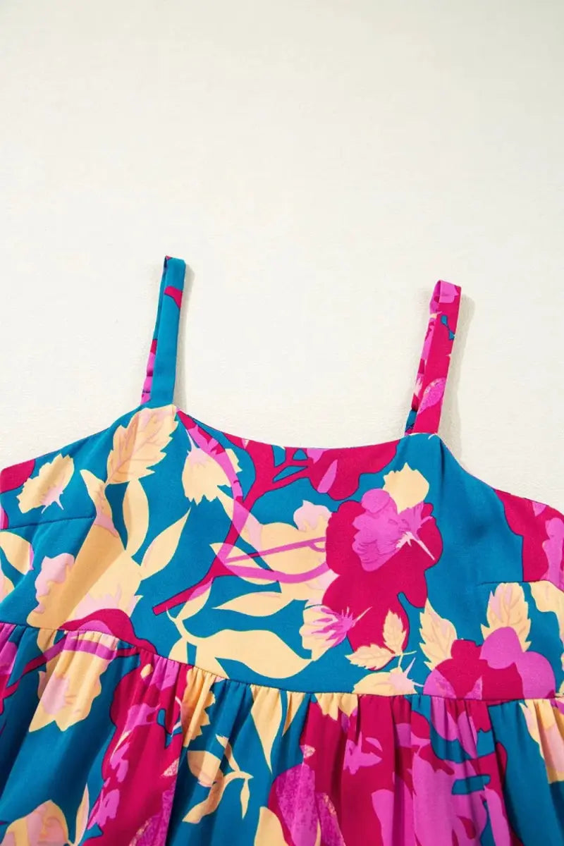 Floral Square Neck Cami Dress with Pockets for Women - Love Salve 