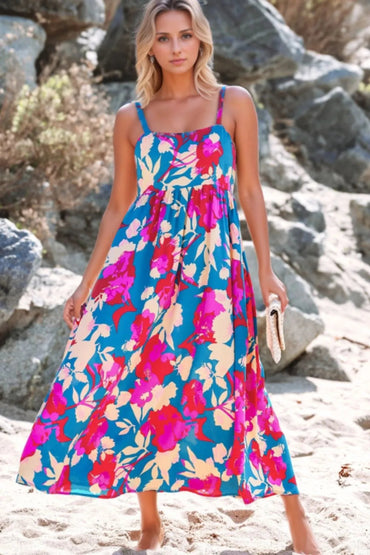 Floral Square Neck Cami Dress with Pockets for Women - Love Salve