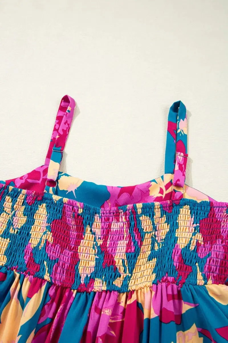 Floral Square Neck Cami Dress with Pockets for Women - Love Salve 