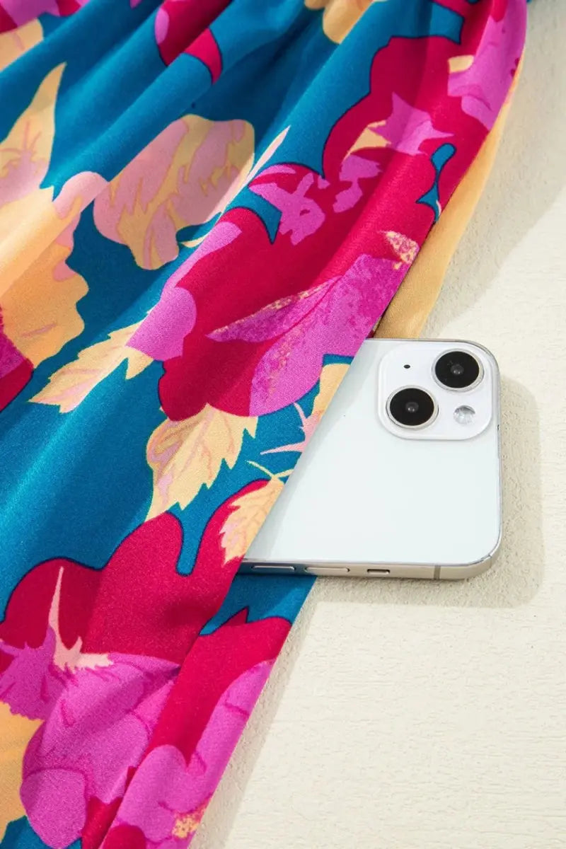 Floral Square Neck Cami Dress with Pockets for Women - Love Salve 