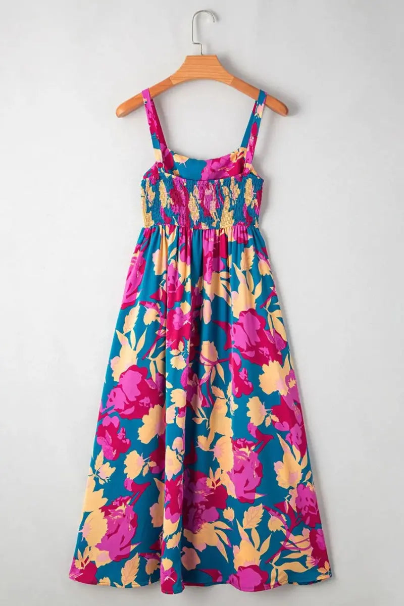 Floral Square Neck Cami Dress with Pockets for Women - Love Salve 