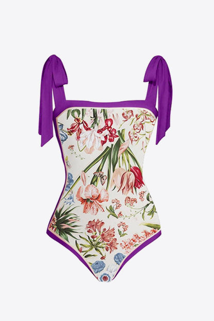 Floral Tie Shoulder Two-Piece Swim Set - Love Salve