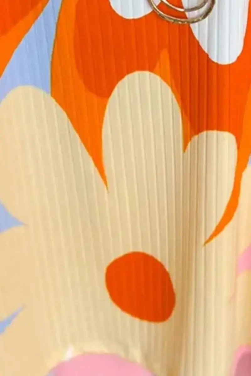 Flower Round Neck Three-Quarter Sleeve Blouse for Women - Love Salve 